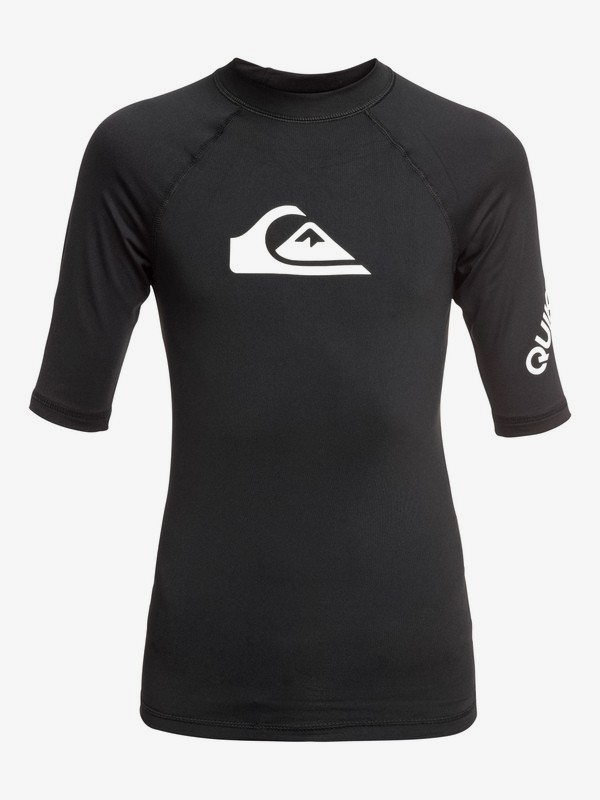 quiksilver, All Time - Licra de Manga Corta con Protección Solar UPF 50 para Chicos 8-16, BLACK (kvj0) 0 All Time - Licra de Manga Corta con Protección Solar UPF 50 para Chicos 8-16 Negro EQBWR03074 Quiksilver