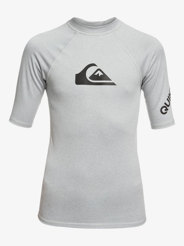 quiksilver, Детский рашгард c коротким рукавом All Time UPF 50, LIGHT GREY HEATHER (sgrh) 0 Детский рашгард c коротким рукавом All Time UPF 50 Серый EQBWR03074 Quiksilver