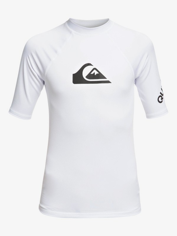 quiksilver, All Time - Licra de Manga Corta con Protección Solar UPF 50 para Chicos 8-16, WHITE (wbb0) 0 All Time - Licra de Manga Corta con Protección Solar UPF 50 para Chicos 8-16 Blanco EQBWR03074 Quiksilver