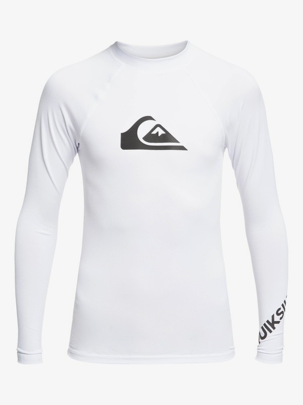 quiksilver, Boy's 8-16 All Time Long Sleeve UPF 50 Rashguard, WHITE (wbb0) 0 Boy's 8-16 All Time Long Sleeve UPF 50 Rashguard White EQBWR03075 Quiksilver