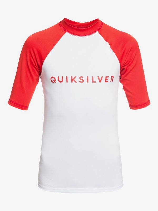 quiksilver, Always There - Licra de Manga Corta con Protección Solar UPF 50 para Chicos 8-16, HIGH RISK RED (rqc0) 0 Always There - Licra de Manga Corta con Protección Solar UPF 50 para Chicos 8-16 Rojo EQBWR03076 Quiksilver