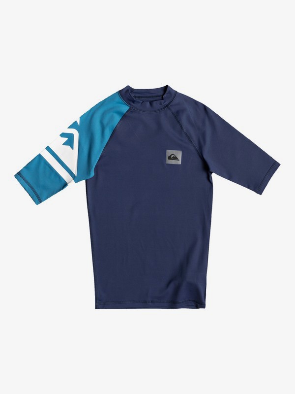 quiksilver, Детский рашгард c коротким рукавом Active UPF 50, MEDIEVAL BLUE (bte0) 0 Детский рашгард c коротким рукавом Active UPF 50 Синий EQBWR03082 Quiksilver