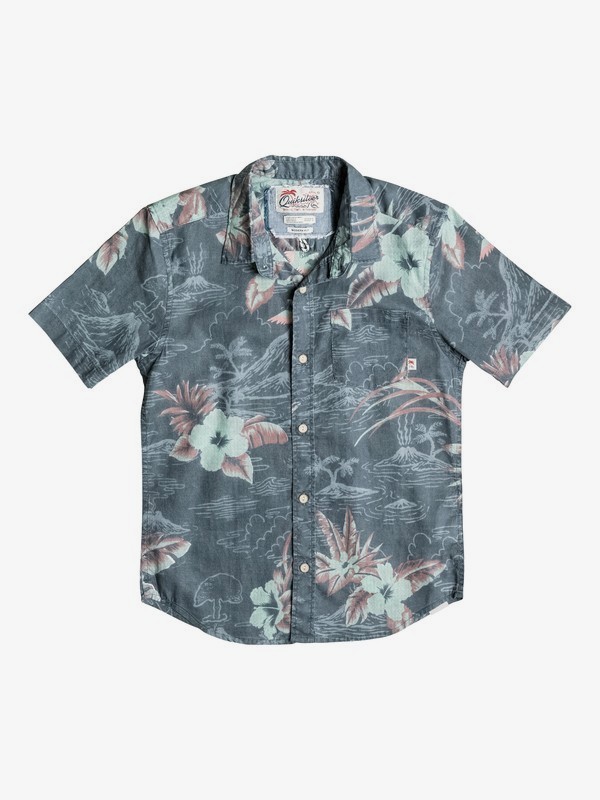 quiksilver, Boy's 8-16 Parrot Jungle Short Sleeve Shirt, PARROT JUNGLE NAVY (byj6) 0 Boy's 8-16 Parrot Jungle Short Sleeve Shirt EQBWT03123 Quiksilver