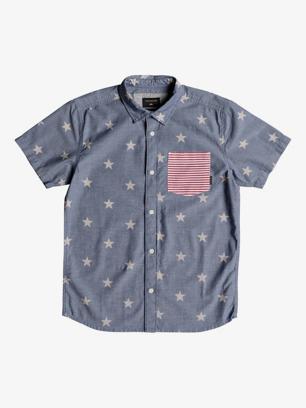 quiksilver, Boy's 8-16 4th Short Sleeve Shirt, USED BLUE 4TH JULY (byl6) 0 Boy's 8-16 4th Short Sleeve Shirt Blue EQBWT03215 Quiksilver