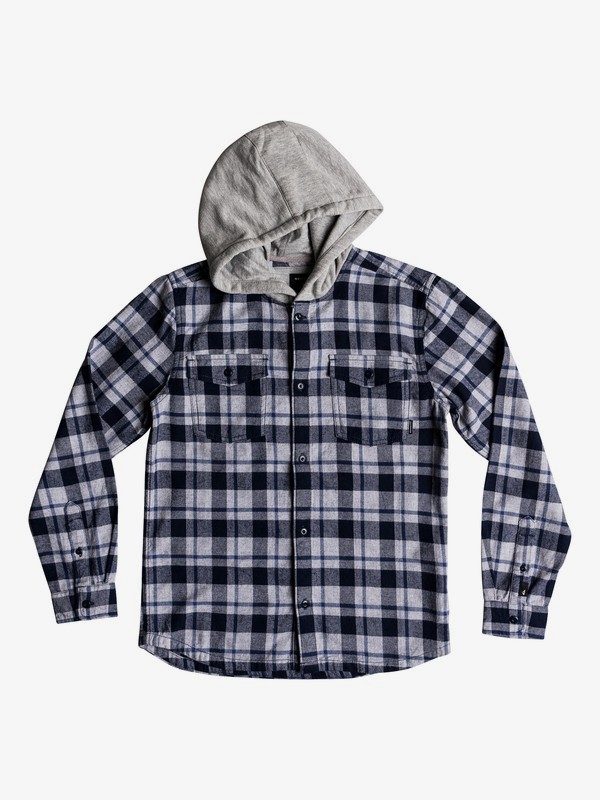 quiksilver, Boy's 8-16 Snap Up Long Sleeve Shirt, NAVY BLAZER SNAP UP (byj1) 0 Boy's 8-16 Snap Up Long Sleeve Shirt Blue EQBWT03222 Quiksilver