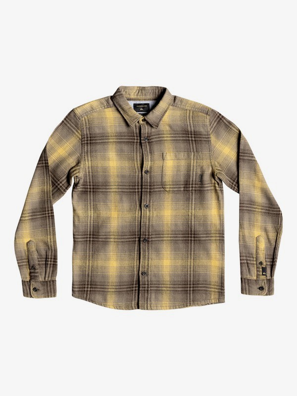 quiksilver, Boy's 8-16 Fatherfly Long Sleeve Shirt, CHOCOLATE BROWN FATHERFLY CHEC (csd1) 0 Boy's 8-16 Fatherfly Long Sleeve Shirt Brown EQBWT03225 Quiksilver