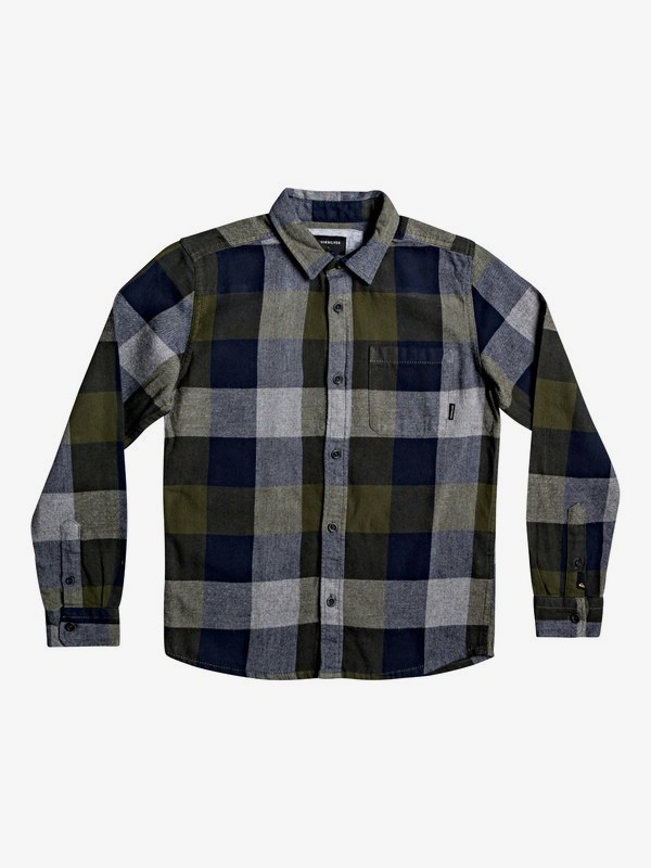 quiksilver, Boy's 8-16 Motherfly Flannel Long Sleeve Shirt, DEAP DEPTHS MOTHERFLY (czc1) 0 Boy's 8-16 Motherfly Flannel Long Sleeve Shirt Brown EQBWT03227 Quiksilver