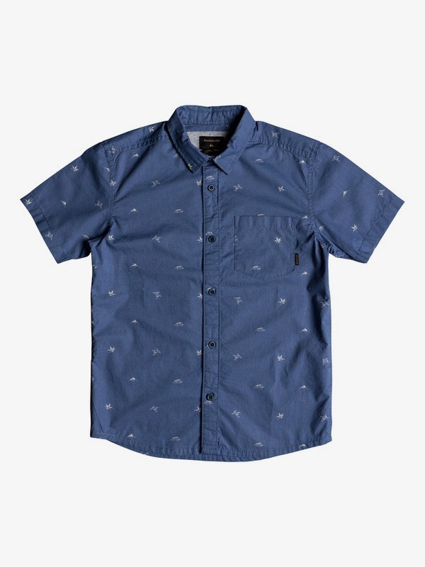 quiksilver, Boy's 8-16 Fuji Short Sleeve Shirt, BIJOU BLUE FUJI MINI MO (bng6) 0 Boy's 8-16 Fuji Short Sleeve Shirt Blue EQBWT03228 Quiksilver