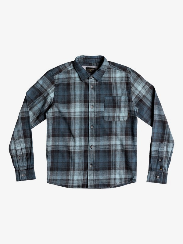 quiksilver, Boy's 8-16 Fatherfly Long Sleeve Shirt, TAPESTRY FATHERFLY CHECK (bph1) 0 Boy's 8-16 Fatherfly Long Sleeve Shirt Blue EQBWT03230 Quiksilver