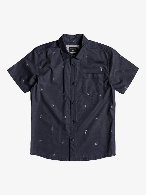 quiksilver, Boy's 8-16 Mini Kamakura Short Sleeve Shirt, BLUE NIGHT MINI MO (bst6) 0 Boy's 8-16 Mini Kamakura Short Sleeve Shirt EQBWT03231 Quiksilver