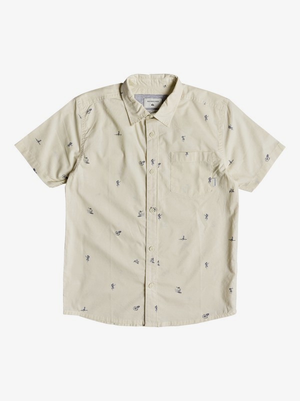 quiksilver, Boy's 8-16 Mini Kamakura Short Sleeve Shirt, BIRCH MINI MO (tfl6) 0 Boy's 8-16 Mini Kamakura Short Sleeve Shirt Beige EQBWT03231 Quiksilver