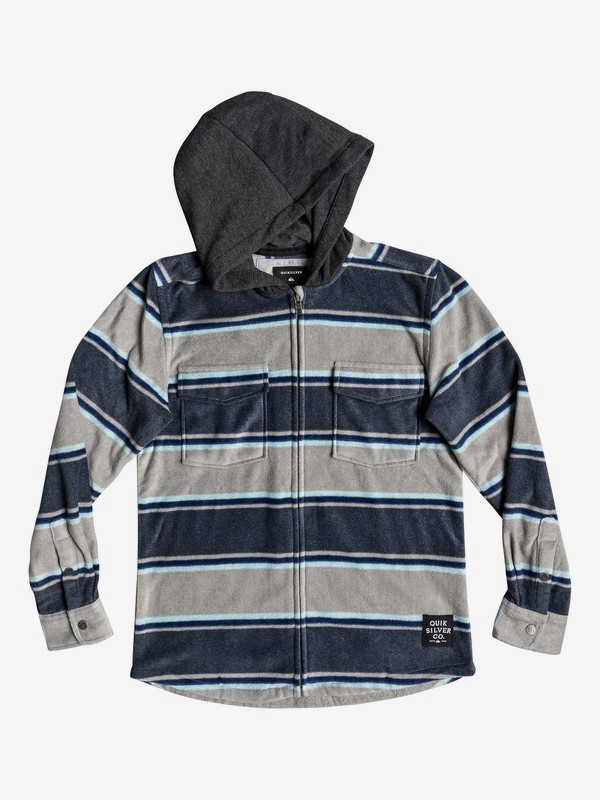 quiksilver, Boy's 8-16 Surf Days Long Sleeve Hooded Shirt, BLUE NIGHT SURF DAYS STRIPE (bst3) 0 Boy's 8-16 Surf Days Long Sleeve Hooded Shirt Blue EQBWT03237 Quiksilver