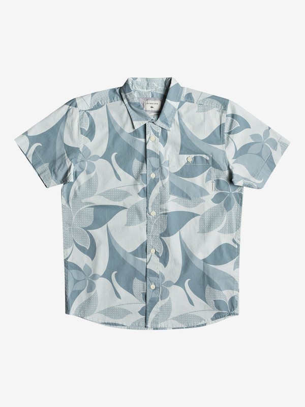 quiksilver, Boy's 8-16 Bathursts Bats Short Sleeve Shirt, STORMY SEA SEVENTIES (blh6) 0 Boy's 8-16 Bathursts Bats Short Sleeve Shirt Blue EQBWT03244 Quiksilver