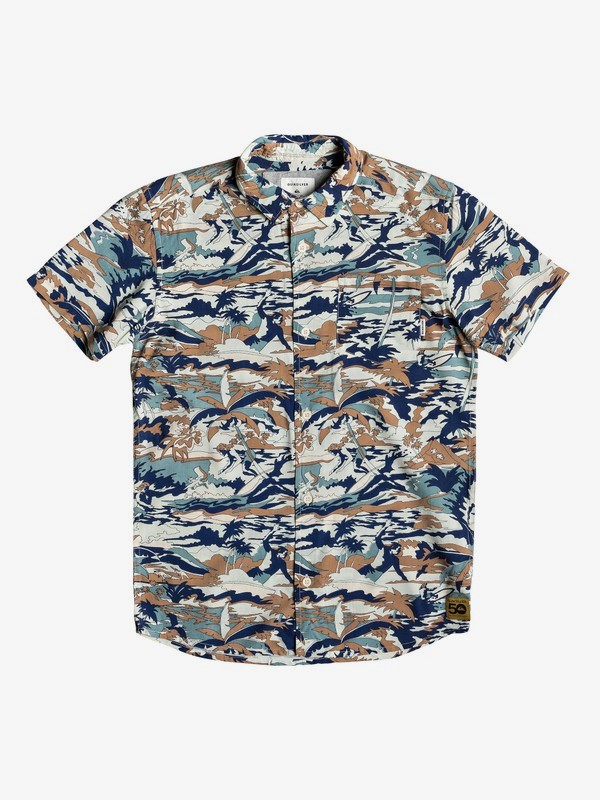quiksilver, Mercury Cafe - Camisa de Manga Corta para Chicos 8-16, STORMY SEA MERCURY CAFE (blh6) 0 Mercury Cafe - Camisa de Manga Corta para Chicos 8-16 Azul EQBWT03245 Quiksilver