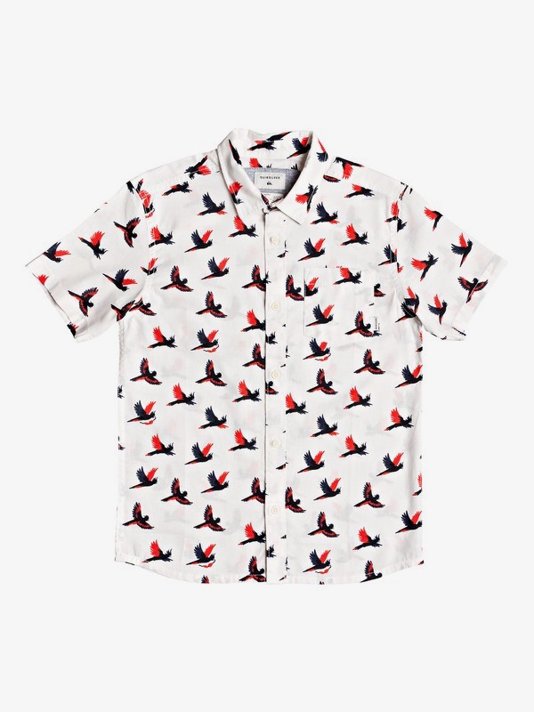 quiksilver, Boy's 8-16 Cockatoo Short Sleeve Shirt, GARDENIA_COCKATOO YB (wby6) 0 Boy's 8-16 Cockatoo Short Sleeve Shirt White EQBWT03249 Quiksilver