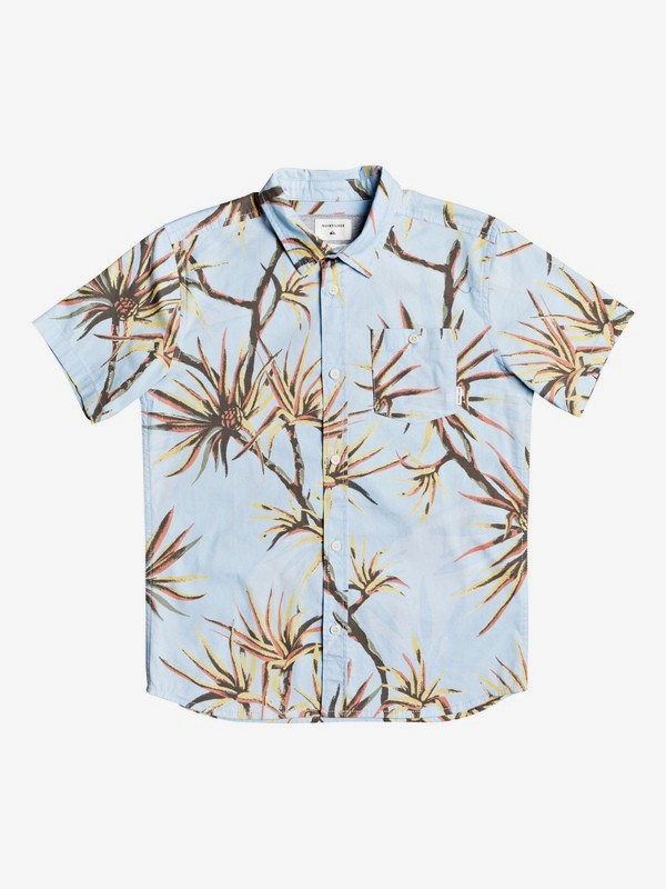 quiksilver, Boy's 8-16 Salty Palms Short Sleeve Shirt, AIRY BLUE SALTY PALM (bfa6) 0 Boy's 8-16 Salty Palms Short Sleeve Shirt Blue EQBWT03271 Quiksilver