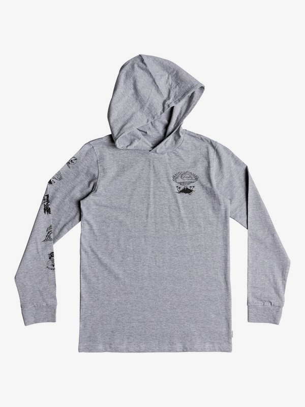 quiksilver, Boy's 8-16 Jiga Bachi Long Sleeve Hooded Tee, ATHLETIC HEATHER (sgrh) 0 Boy's 8-16 Jiga Bachi Long Sleeve Hooded Tee Grey EQBZT03869 Quiksilver
