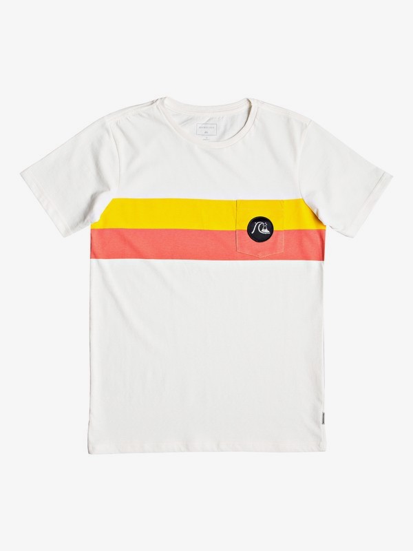 quiksilver, Season Stripe - Pocket T-Shirt for Boys 8-16, GARDENIA (wby0) 0 Season Stripe - Pocket T-Shirt for Boys 8-16 White EQBZT03918 Quiksilver