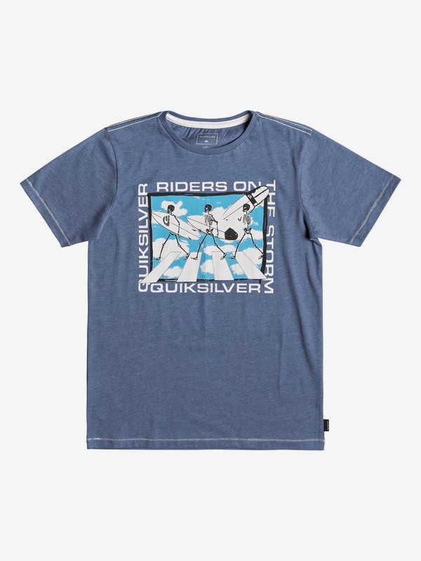 quiksilver, Детская футболка Stormy Rider, BIJOU BLUE HEATHER (bngh) 0 Детская футболка Stormy Rider Синий EQBZT03928 Quiksilver