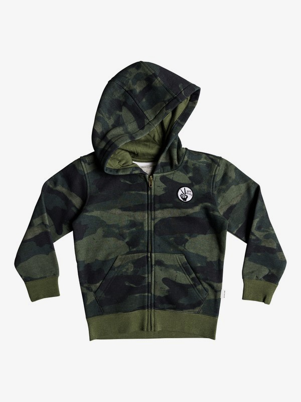 quiksilver, Toko Bear - Con capucha y cremallera para Chicos 2-7, FOUR LEAF CLOVER CAMO S318 (gph6) 0 Toko Bear - Con capucha y cremallera para Chicos 2-7 Verde EQKFT03255 Quiksilver