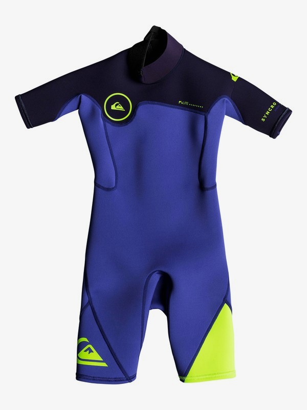 quiksilver, 2/2mm Syncro Series - Springsuit à manches courtes avec zip dans le dos pour Garçon 2-7 ans, NITE BLUE/BLUE RIBBON (xbbb) 0 2/2mm Syncro Series - Springsuit à manches courtes avec zip dans le dos pour Garçon 2-7 ans Bleu EQKW503000 Quiksilver