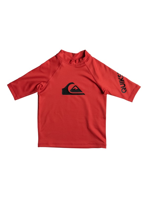 quiksilver, Boy's 2-7 All Time Short Sleeve UPF 50 Rashguard, QUIK RED (rqr0) 0 Boy's 2-7 All Time Short Sleeve UPF 50 Rashguard Red EQKWR03019 Quiksilver