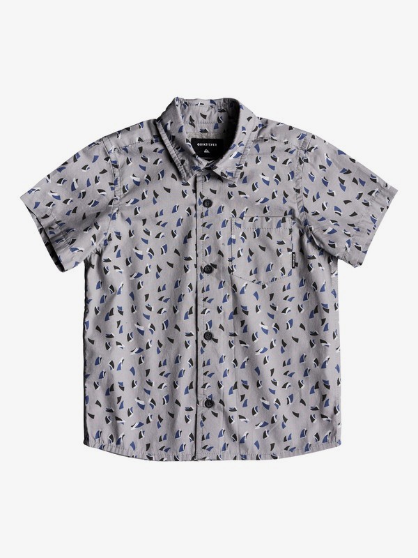 quiksilver, Boy's 2-7 Akan Waters Short Sleeve Shirt, SLEET MECHANICAL DITSY (szp6) 0 Boy's 2-7 Akan Waters Short Sleeve Shirt Grey EQKWT03139 Quiksilver