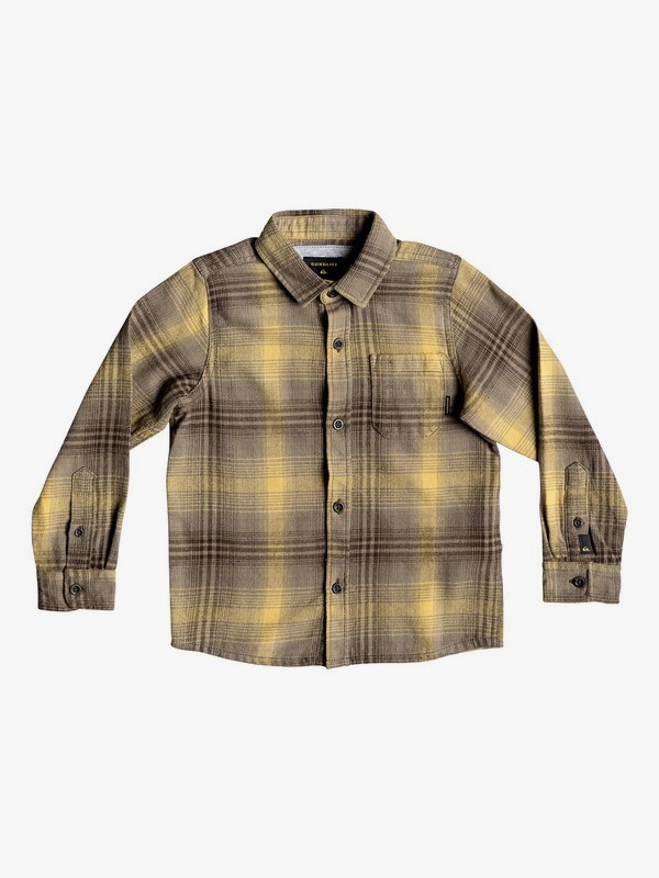 quiksilver, Boy's 2-7 Fatherfly Long Sleeve Shirt, CHOCOLATE BROWN FATHERFLY CHEC (csd1) 0 Boy's 2-7 Fatherfly Long Sleeve Shirt Brown EQKWT03143 Quiksilver