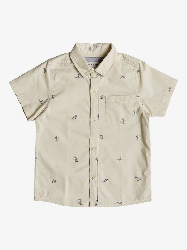 quiksilver, Boy's 2-7 Mini Kamakura Short Sleeve Shirt, BIRCH MINI MO (tfl6) 0 Boy's 2-7 Mini Kamakura Short Sleeve Shirt Beige EQKWT03147 Quiksilver