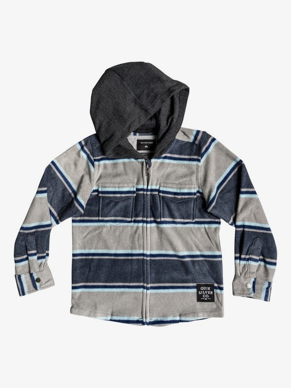 quiksilver, Boy's 2-7 Surf Days Long Sleeve Hooded Shirt, BLUE NIGHT SURF DAYS STRIPE (bst3) 0 Boy's 2-7 Surf Days Long Sleeve Hooded Shirt Blue EQKWT03151 Quiksilver