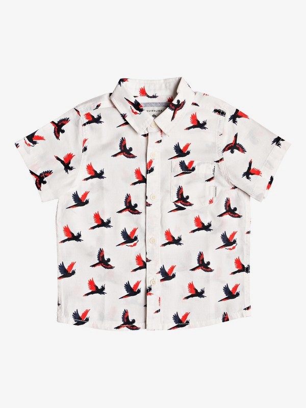 quiksilver, Boy's 2-7 Cockatoo Short Sleeve Shirt, GARDENIA_COCKATOO YB (wby6) 0 Boy's 2-7 Cockatoo Short Sleeve Shirt White EQKWT03161 Quiksilver