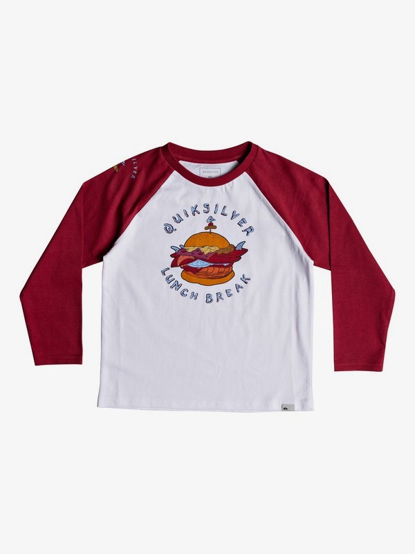 quiksilver, Quik Lunch - Long Sleeve T-Shirt for Boys 2-7, WHITE (wbb0) 0 Quik Lunch - Long Sleeve T-Shirt for Boys 2-7 White EQKZT03234 Quiksilver