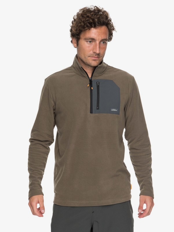 quiksilver, Waterman Boat Trip - Technical 1/4 Zip Fleece for Men, STONE GRAY (cpn0) 0 Waterman Boat Trip - Technical 1/4 Zip Fleece for Men Brown EQMFT03014 Quiksilver