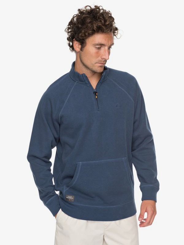 quiksilver, Waterman Great Wave - 1/2 Zip Sweatshirt for Men, DARK DENIM (brq0) 0 Waterman Great Wave - 1/2 Zip Sweatshirt for Men Blue EQMFT03018 Quiksilver