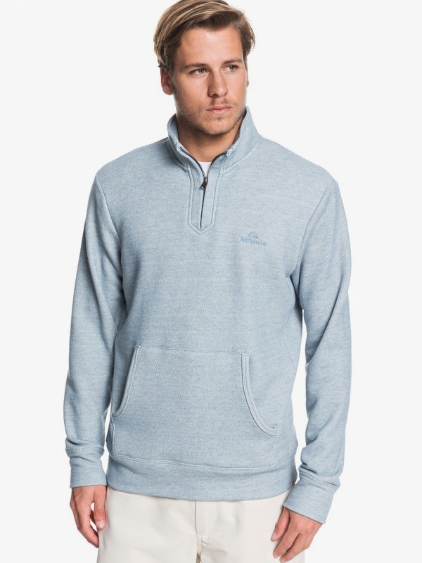 quiksilver, Waterman Ocean Nights Half-Zip Mock Neck Sweatshirt, BLUE SHADOW MARL (bkqh) 0 Waterman Ocean Nights Half-Zip Mock Neck Sweatshirt Blue EQMFT03045 Quiksilver