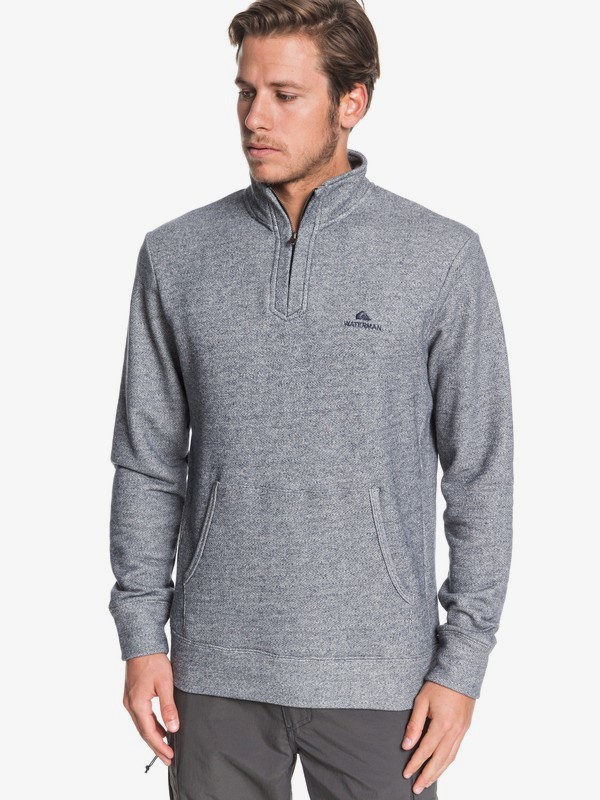 quiksilver, Waterman Ocean Nights Half-Zip Mock Neck Sweatshirt, PARISIAN NIGHT MARL (byph) 0 Waterman Ocean Nights Half-Zip Mock Neck Sweatshirt Blue EQMFT03045 Quiksilver