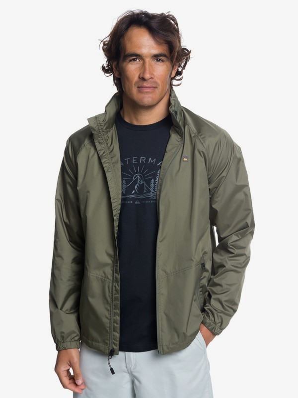 quiksilver, Waterman Shell Shock Water-Resistant Hooded Windbreaker, IVY GREEN (crb0) 0 Waterman Shell Shock Water-Resistant Hooded Windbreaker Brown EQMJK03011 Quiksilver