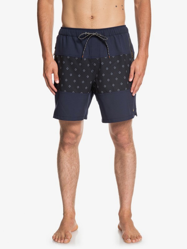 quiksilver, Waterman Manoa Rain Triblock 18" Volleys, PARISIAN NIGHT (byp0) 0 Waterman Manoa Rain Triblock 18" Volleys Blue EQMJV03048 Quiksilver