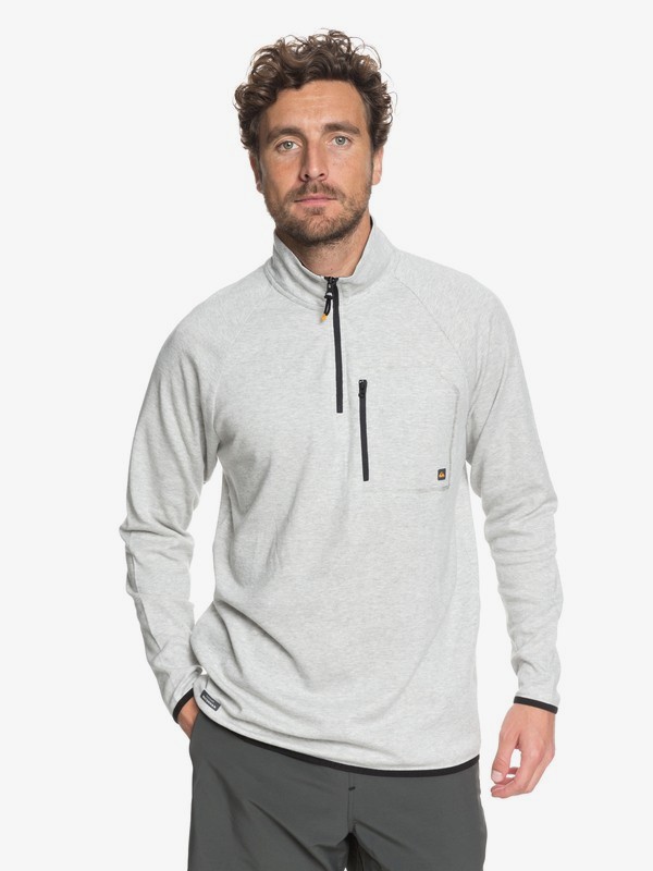 quiksilver, Waterman Quiksilver Technical Half-Zip Sweatshirt, LIGHT GREY HEATHER (sjsh) 0 Waterman Quiksilver Technical Half-Zip Sweatshirt Grey EQMKT03024 Quiksilver