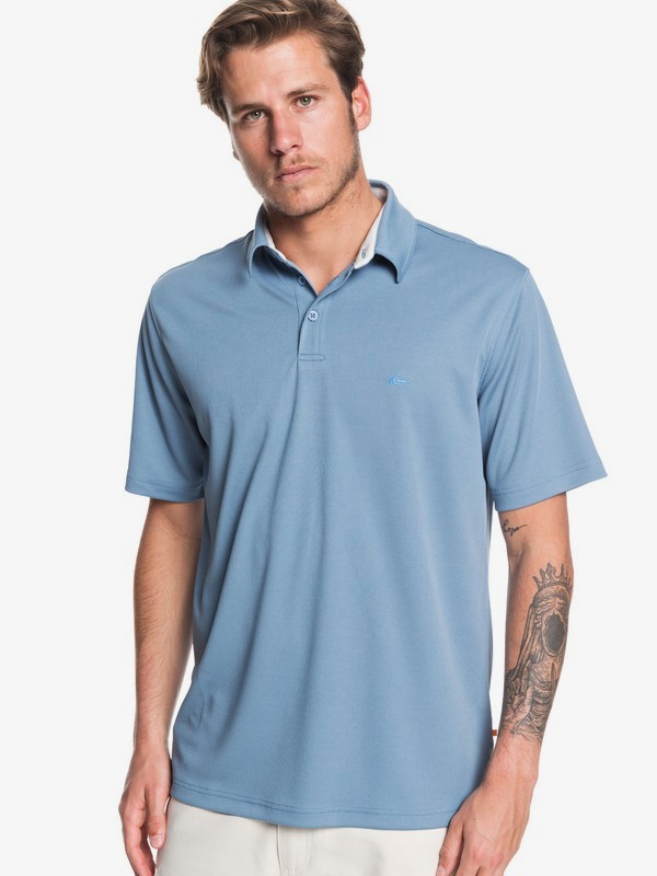 quiksilver, Waterman Water 2 Short Sleeve Polo Shirt, BLUE SHADOW (bkq0) 0 Waterman Water 2 Short Sleeve Polo Shirt Blue EQMKT03046 Quiksilver