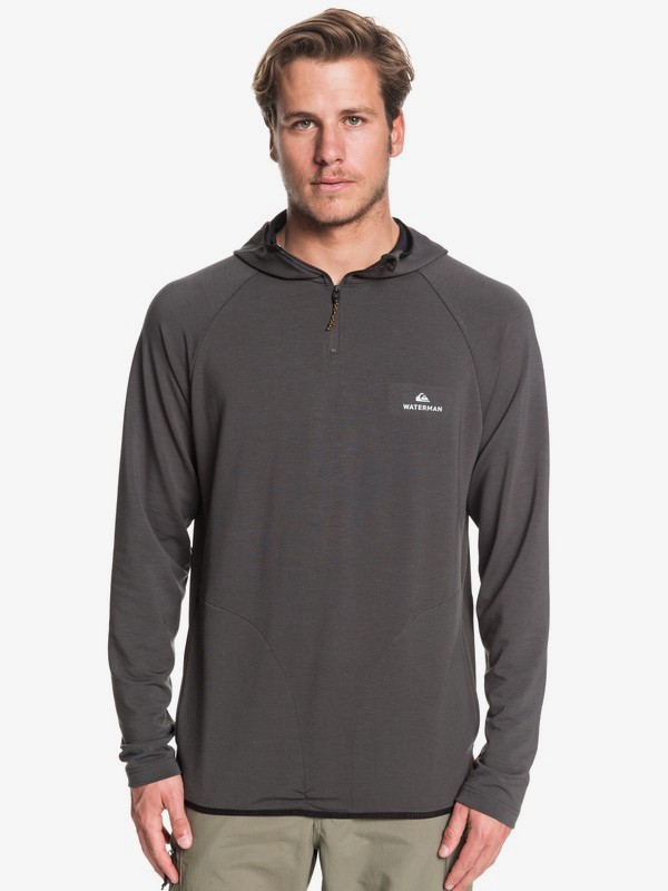 quiksilver, Waterman Sea Hound Long Sleeve Half Zip Hooded Top, RAVEN (ksq0) 0 Waterman Sea Hound Long Sleeve Half Zip Hooded Top Black EQMKT03068 Quiksilver