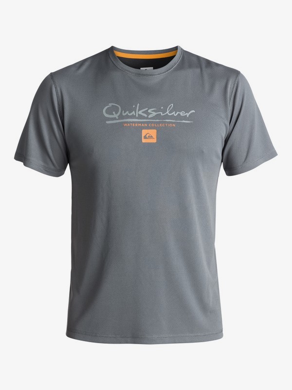 quiksilver, Waterman Gut Check - Amphibian UPF 40 Surf T-Shirt for Men, QUIET SHADE (kze0) 0 Waterman Gut Check - Amphibian UPF 40 Surf T-Shirt for Men Black EQMWR03018 Quiksilver