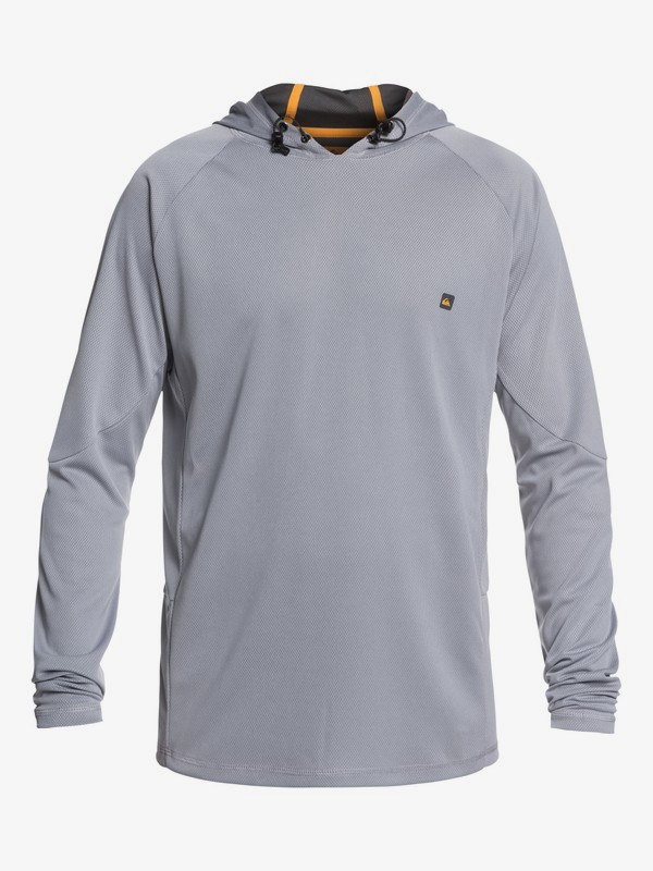 quiksilver, Waterman New Hooked Long Sleeve Hooded UPF 50 Rashguard, SLEET (szp0) 0 Waterman New Hooked Long Sleeve Hooded UPF 50 Rashguard Grey EQMWR03036 Quiksilver