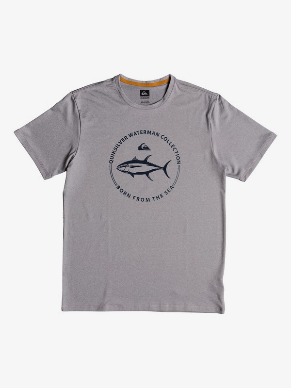 quiksilver, Waterman Watermark Short Sleeve UPF 50 Rash Guard, GREY MARL (slrh) 0 Waterman Watermark Short Sleeve UPF 50 Rash Guard Grey EQMWR03039 Quiksilver