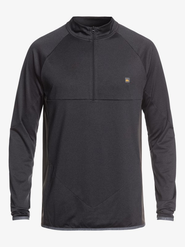 quiksilver, Waterman Paddler Half Zip Long Sleeve UPF 50 Rashguard, TARMAC HEATHER (ktah) 0 Waterman Paddler Half Zip Long Sleeve UPF 50 Rashguard Black EQMWR03049 Quiksilver