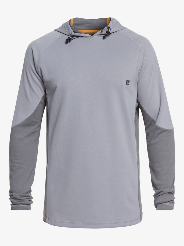 quiksilver, Waterman Hooked Long Sleeve Hooded UPF 30 Rashguard, SLEET (szp0) 0 Waterman Hooked Long Sleeve Hooded UPF 30 Rashguard Grey EQMWR03052 Quiksilver