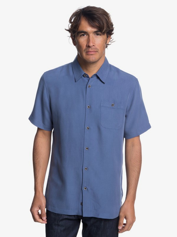 quiksilver, Waterman Avalon Short Sleeve Shirt, BLUE INDIGO (bpy0) 0 Waterman Avalon Short Sleeve Shirt Blue EQMWT03051 Quiksilver