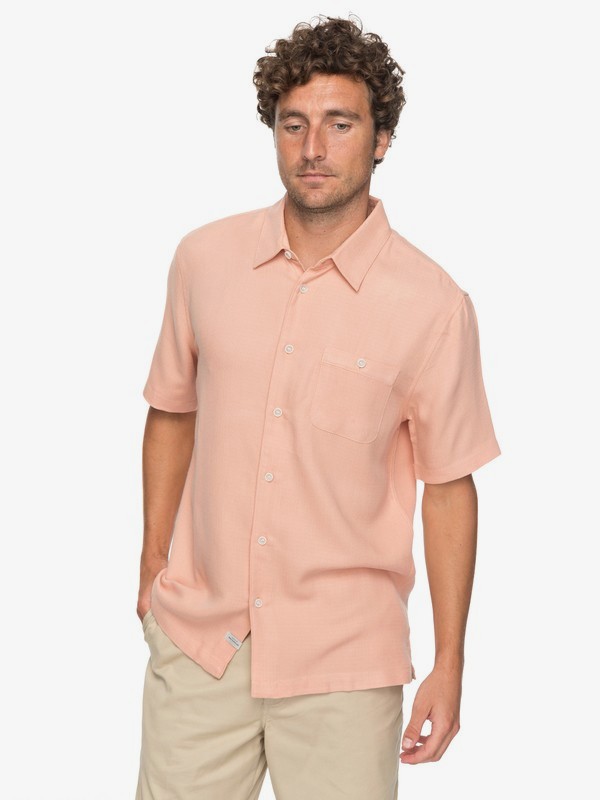 quiksilver, Waterman Avalon Short Sleeve Shirt, DUSTY CORAL (nht0) 0 Waterman Avalon Short Sleeve Shirt Orange EQMWT03051 Quiksilver