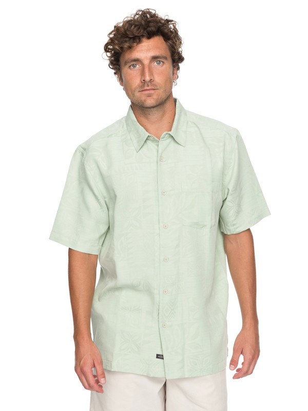 quiksilver, Waterman Malama Bay Short Sleeve Shirt, SEA FOAM (gds0) 0 Waterman Malama Bay Short Sleeve Shirt Green EQMWT03116 Quiksilver