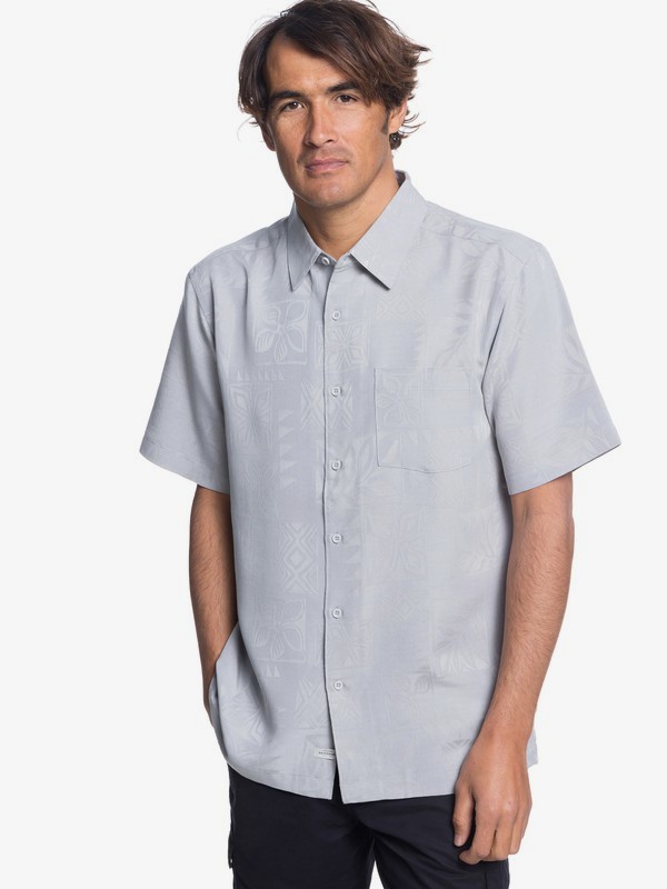 quiksilver, Waterman Malama Bay Short Sleeve Shirt, DRIZZLE (sjj0) 0 Waterman Malama Bay Short Sleeve Shirt Grey EQMWT03116 Quiksilver
